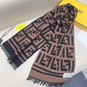 Fendi Brown and Black Reversible Soft Scarf